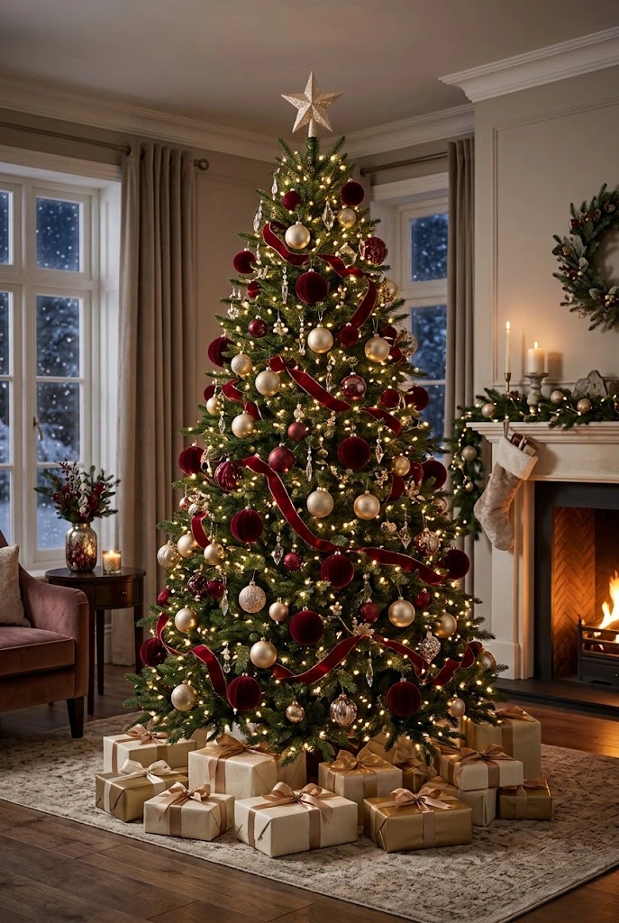 Classic Red and Gold Christmas Tree