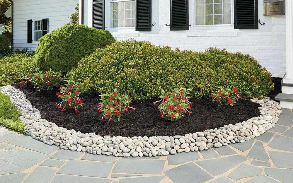 Front Yard Landscaping with Rocks and Mulch