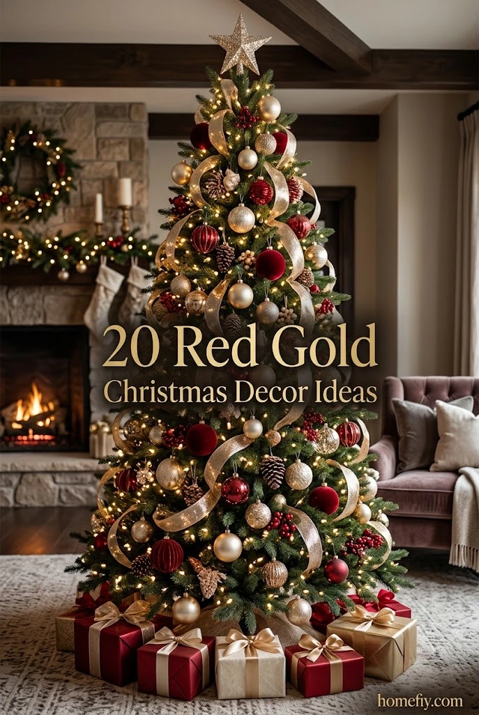20 Red Gold Christmas Decor Ideas